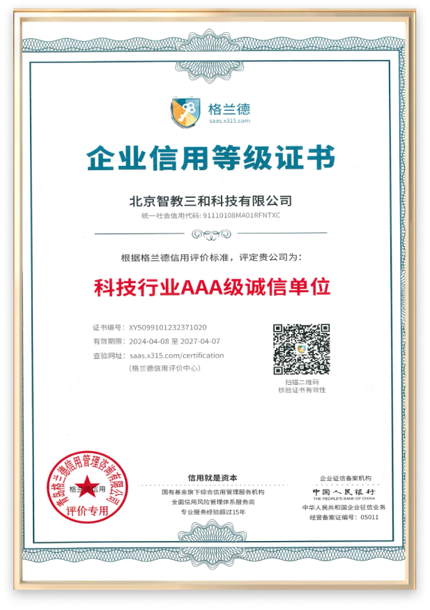 企业信用等级证书